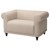 VISKAFORS beiger Sessel, klassisches Design mit weichen Kurven, bequemer, leichter Stoffbezug.