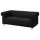 Option: Schwarzes VISKAFORS Sofa, klassisches Design, abgerundete Formen, Stoffbezug, Holzbeine.