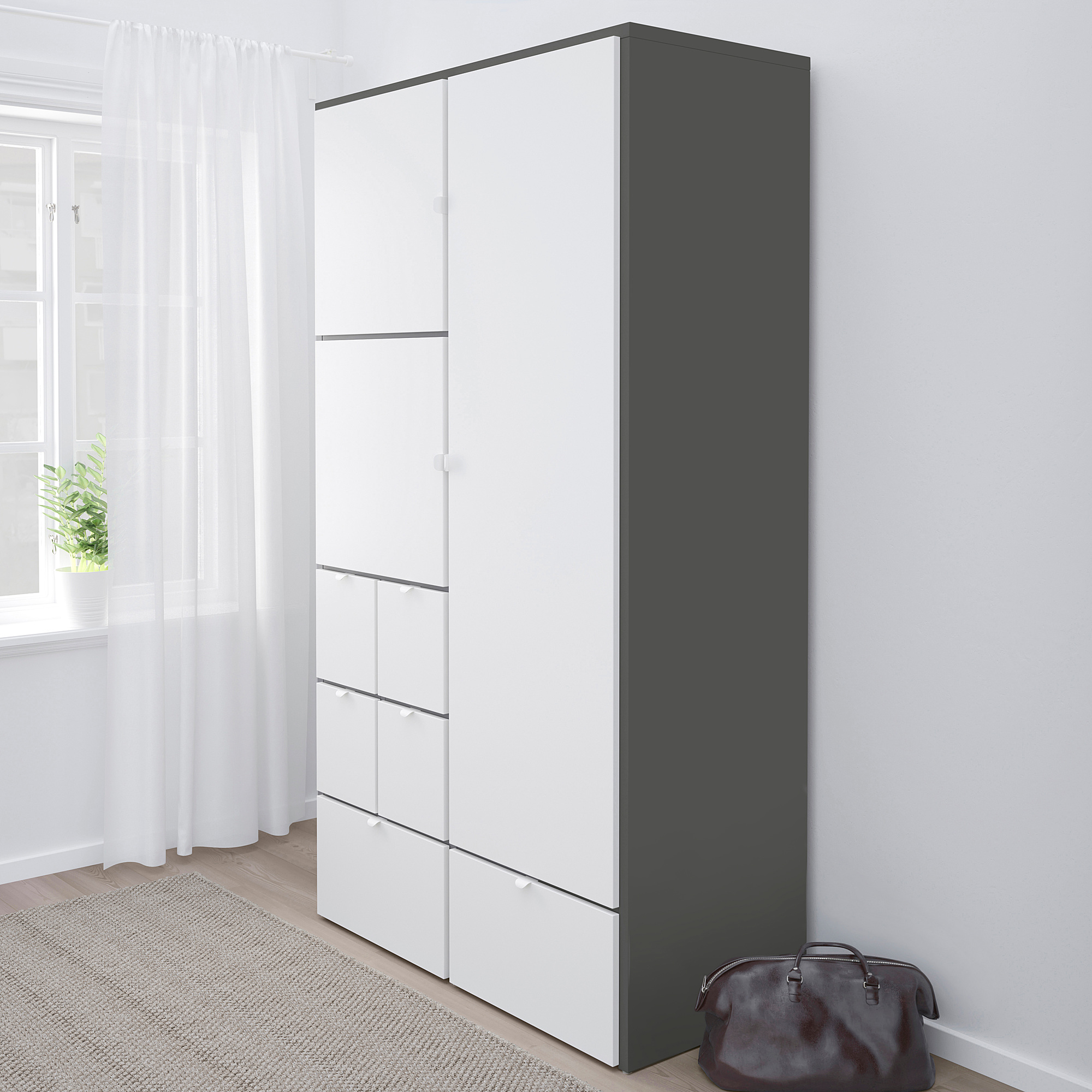 VISTHUS Kleiderschrank, grau/weiß, 122x59x216 cm IKEA Österreich