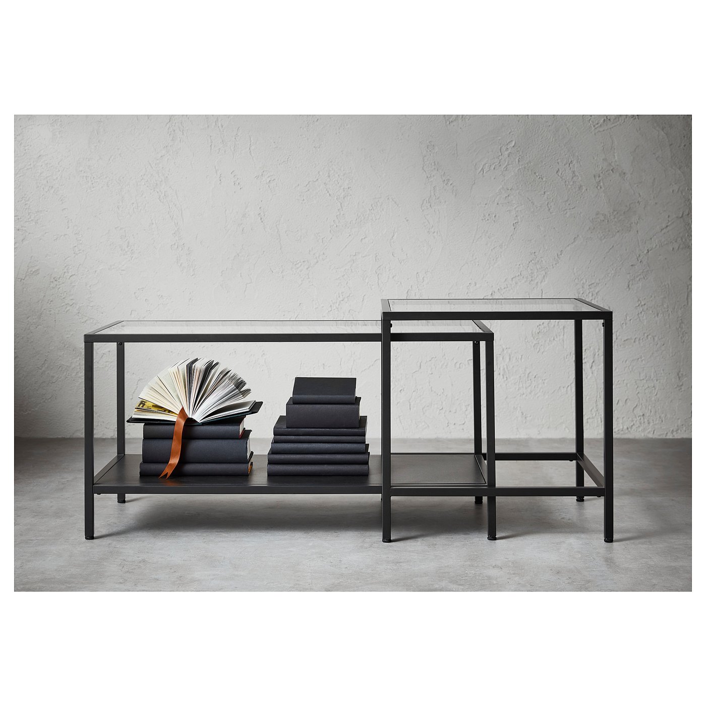 VITTSJÖ Satztische 2 St. - schwarzbraun/Glas - IKEA Österreich
