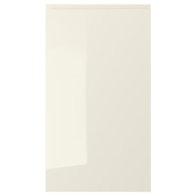 VOXTORP moderne beige hochglänzende Schranktür mit schlanken Griffen.
