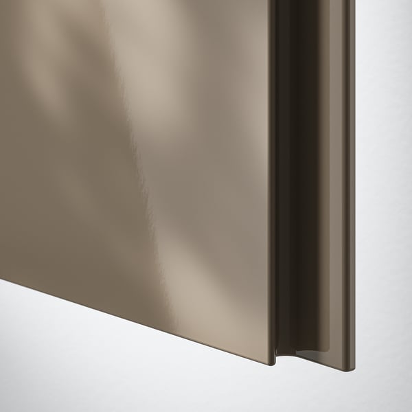 VOXTORP Tür, Hochglanz dunkel graubraun/senkrechter Griff, 60x140 cm