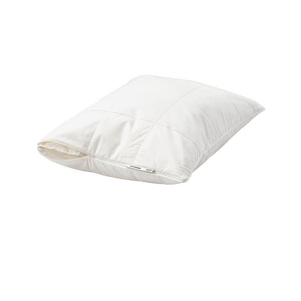 White ÄNGSKORN pillow protector, quilted, padded, zip closure, lyocell & cotton.