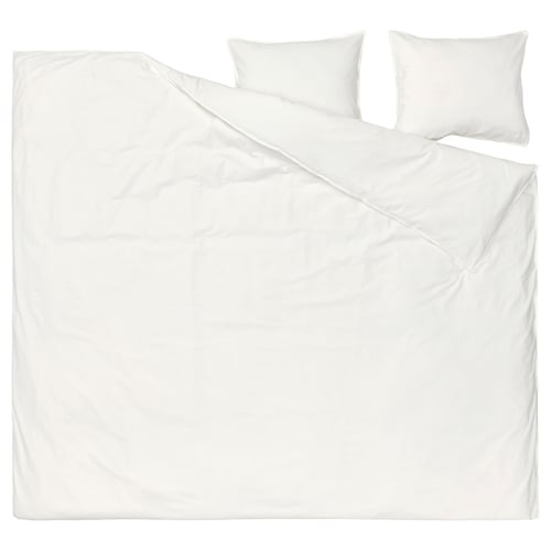 ÄNGSLILJA white bedding set, includes duvet and pillows, made of 100% cotton, simple design.
