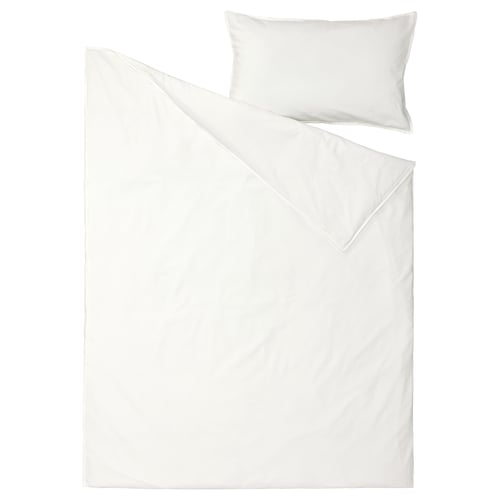White ÄNGSLILJA cotton duvet & pillow set, soft washed finish, cosy.