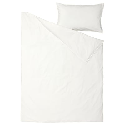 White ÄNGSLILJA cotton duvet & pillow set, soft washed finish, cosy.