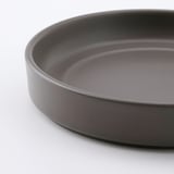 Dark grey dish, glossy, rounded edges.
