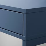 Modern blue ALEX desk with sleek, integrated drawer and clean lines. Quality matte finish and sturdy design.