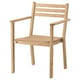 Askholm wooden chair. Natural light brown. Sturdy, comfy with armrests.