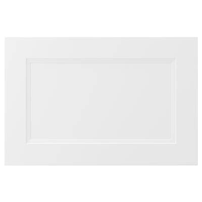 AXSTAD: white kitchen door with soft lines and inset panel. Matt surface, plastic foil front, recycled material.