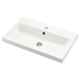 BACKSJÖN white marble basin, sleek design, single faucet hole, modern look.