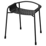A dark grey, BÄSINGEN shower stool. Its simple and sturdy with perforated seating for drainage and non-slip feet.