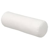 A BARRBERBERIS neck pillow in white, made with recycled polyester and cotton, cylindrical in shape, designed to reduce neck tension.