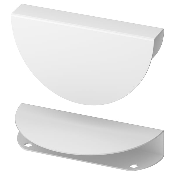 White BEGRIPA handles, semi-circular shape, smooth design, steel material with epoxy coating.