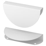 White BEGRIPA handles, semi-circular shape, smooth design, steel material with epoxy coating.