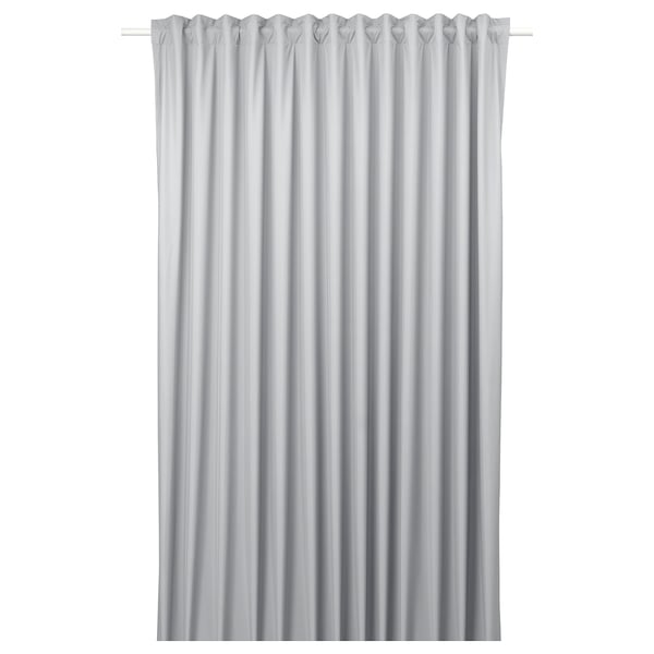 BENGTA Block-out curtain, 1 length, light grey/with heading tape, 210x300 cm