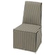 This image shows a BERGMUND dining chair with a black and white striped fabric cover on a white background.