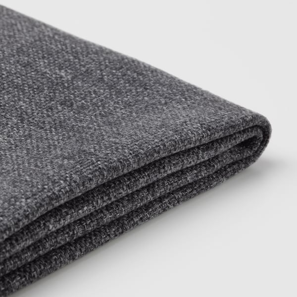 Folded grey fabric close-up, textured, thick, quality material.