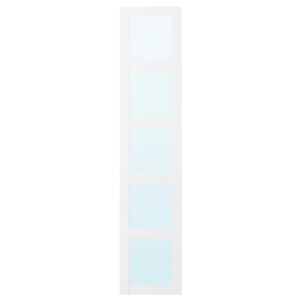 BERGSBO mirror door, white, rectangular, framed, medium-sized.