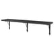Black wall-mounted shelf with beveled edge and 3 metal brackets.