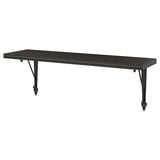 Black wall shelf BERGSHULT. Rectangular with beveled edge, made of particleboard and metal legs.