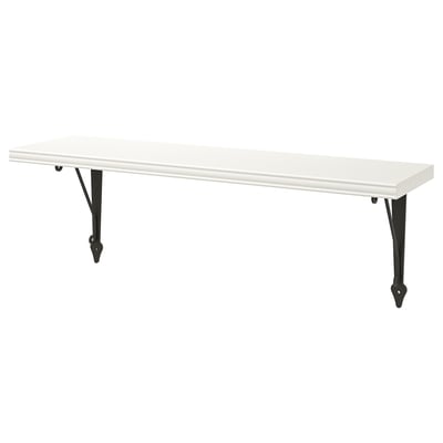 BERGSHULT white wall shelf, rectangular, supported by black metal brackets.