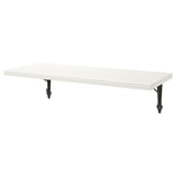Berghsult white wall shelf, rectangular, beveled edge, metal brackets.