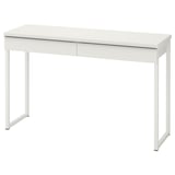 BESTÅ BURS desk: sleek white, metal and particleboard, rectangular, minimalist design.