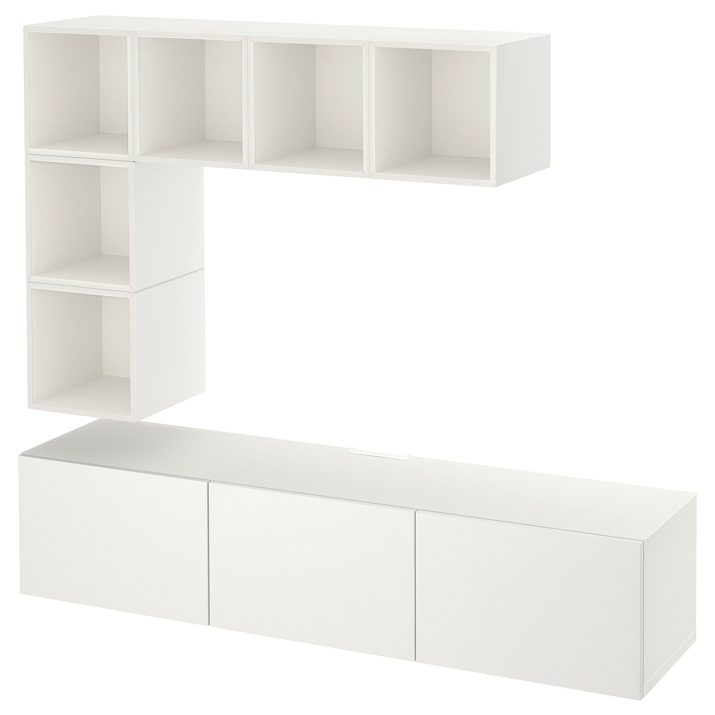 BESTÅ / EKET TV storage combination, white/Valviken, 180x42x185 cm