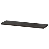 Black BESTÅ shelf; minimalist, rectangular, simple design; flat surface; wooden material.