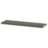 BESTÅ grey modern shelf, rectangular shape, flat surface, adjustable, minimalist design.