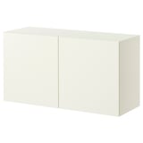 An ikea BESTÅ white cabinet with two doors, featuring a rectangular shape and modern design.