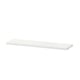 White BESTÅ shelf, slim rectangular design, flat surface, wall-mounted.