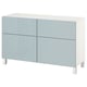 Light blue and white BESTÅ sideboard with four drawers and square legs.