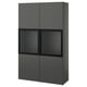 Modern dark grey BESTÅ storage cabinet with glass doors and adjustable shelves.