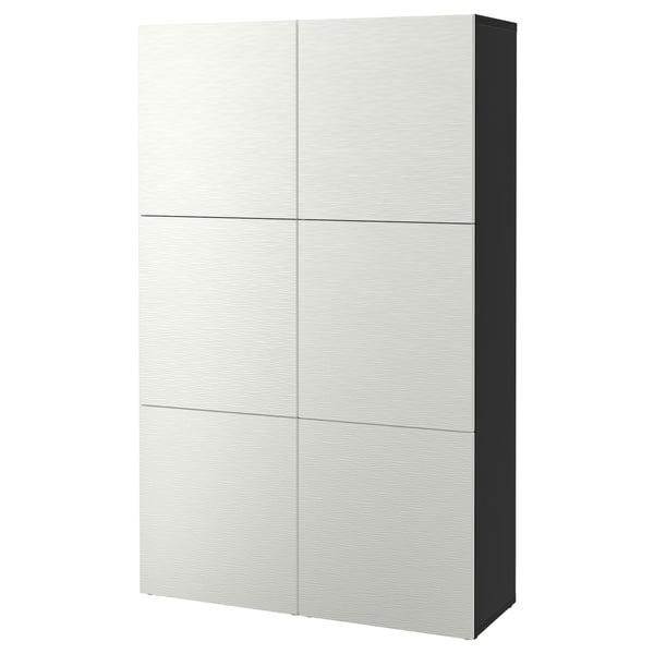 A light grey BESTÅ storage cabinet with four adjustable shelves and two doors, featuring a modern minimalist design.