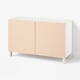 BESTÅ Storage combination with doors, white/Björköviken/Stubbarp birch veneer, 120x42x74 cm