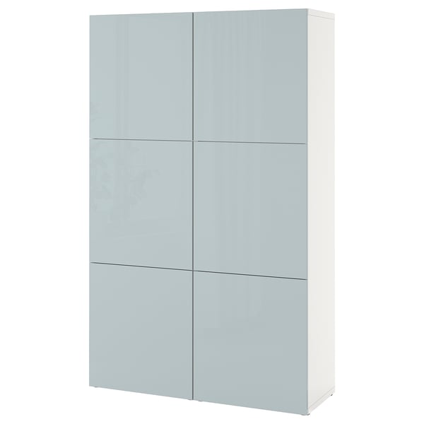 Ikea BESTÅ light grey cabinet, rectangular, six-door storage unit.
