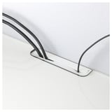 Close-up of tempered glass top panel for BESTÅ storage, featuring cable outlet for cable management.