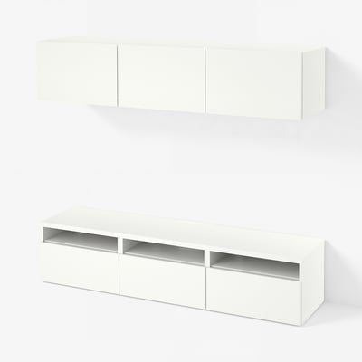 BESTÅ TV bench, white/Lappviken white, 180x42x185 cm