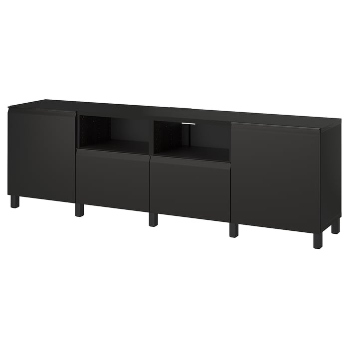 BESTÅ TV bench with doors and drawers blackbrown/Hammarsmed/Stubbarp