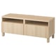 Light wood BESTÅ tv stand. Two drawers, open sides, honey oak finish. Soft closing drawers, cable outlets.