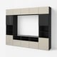 BESTÅ TV storage combination/glass doors, black-brown/Selsviken high-gloss/beige smoked glass, 300x42x231 cm
