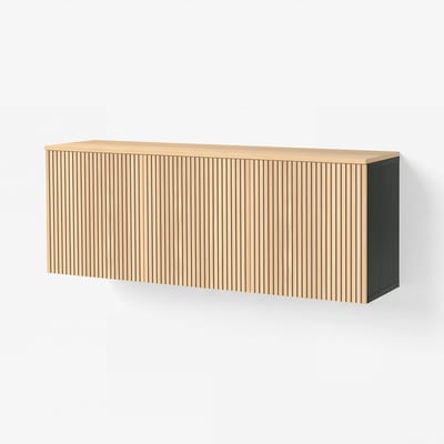BESTÅ Wall-mounted cabinet combination, black-brown/Björköviken oak veneer, 180x42x66 cm