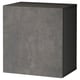 An ikea BESTÅ storage unit in dark grey, square-shaped with a sleek, modern design. It is made of particleboard and laminate.