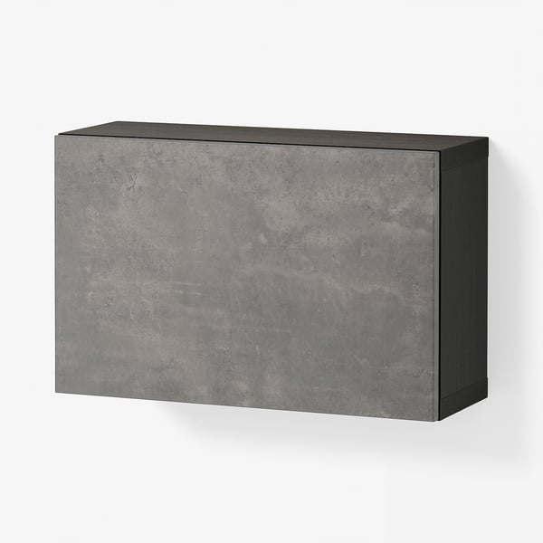 BESTÅ Wall-mounted cabinet combination, black-brown/Kallviken dark grey, 60x22x38 cm