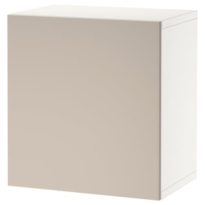 An off-white BESTÅ storage unit, square-shaped with clean lines, featuring one door and smooth surfaces, perfect for home organization.