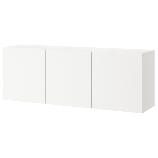 Wall-mounted BESTÅ cabinet with adjustable shelves.