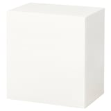 White BESTÅ storage unit made from recycled materials, minimalist design for home organization.
