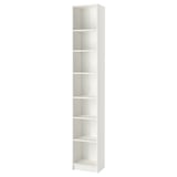 White BILLY bookcase with adjustable shelves, height extension, particleboard, plastic.